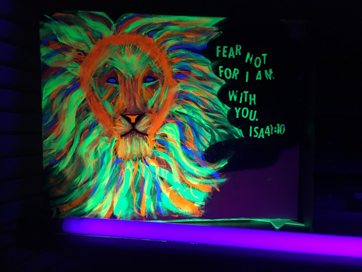Lion of Judah Black light painting 